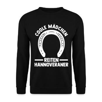 Pferd Reitsport Reiten Pferdesport Hannoveraner - Unisex Pullover - Schwarz - Vorne - Alina (178cm) & Michal (187cm)