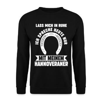 Pferd Reitsport Reiten Pferdesport Hannoveraner - Unisex Pullover - Schwarz - Vorne - Alina (178cm) & Michal (187cm)