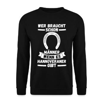 Pferd Reitsport Reiten Pferdesport Hannoveraner - Unisex Pullover - Schwarz - Vorne - Alina (178cm) & Michal (187cm)