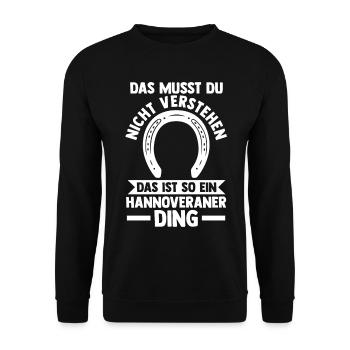 Pferd Reitsport Reiten Pferdesport Hannoveraner - Unisex Pullover - Schwarz - Vorne - Alina (178cm) & Michal (187cm)