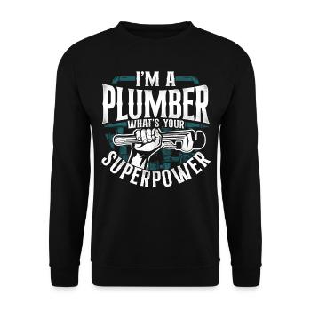 Plombier de plomberie vintage Je suis un - Sweat-shirt Unisexe - noir - Devant - Alina (178cm) & Michal (187cm)