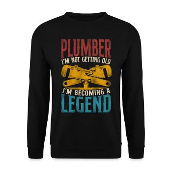 Plombier plombier retraité vintage - Sweat-shirt Unisexe - noir - Devant - Alina (178cm) & Michal (187cm)