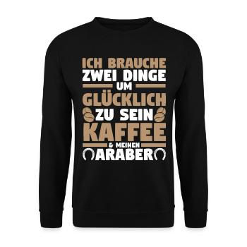 Pferd Reitsport Reiten Pferdesport Kaffee Araber - Unisex Pullover - Schwarz - Vorne - Alina (178cm) & Michal (187cm)