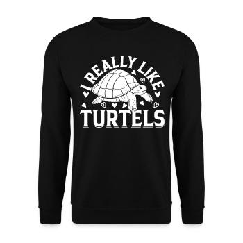 Sea Turtle Lover Cute Turtle - I Really Like Turtl - Unisex Sweatshirt - black - Front - Alina (178cm) & Michal (187cm)