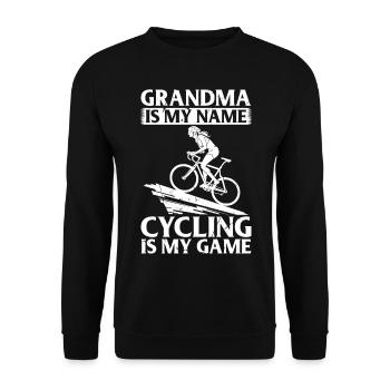 Grandma Is My Name Cycling Is My Game - Road Bike - Unisex Sweatshirt - black - Front - Alina (178cm) & Michal (187cm)