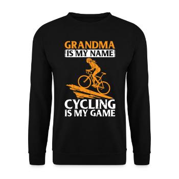 Grandma Is My Name Cycling Is My Game - Racing Bik - Unisex Sweatshirt - black - Front - Alina (178cm) & Michal (187cm)