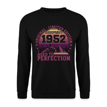 Cadeau original du 70e anniversaire de décembre 1952 - Sweat-shirt Unisexe - noir - Devant - Alina (178cm) & Michal (187cm)