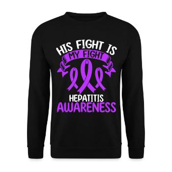 Autoimmune Hepatitis Ribbon His Fight is my Fight - Unisex Pullover - Schwarz - Vorne - Alina (178cm) & Michal (187cm)