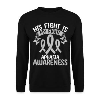 Mois du ruban aphasique Son combat est mon combat - Sweat-shirt Unisexe - noir - Devant - Alina (178cm) & Michal (187cm)