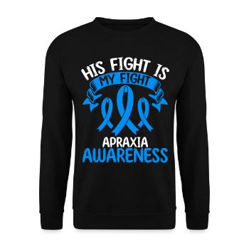 Apraxia Ribbon Month His Fight is my Fight - Unisex Pullover - Schwarz - Vorne - Alina (178cm) & Michal (187cm)