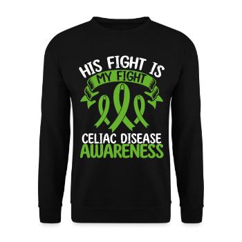 Celiac Disease Ribbon Month His Fight is my Fight - Unisex Sweatshirt - black - Front - Alina (178cm) & Michal (187cm)