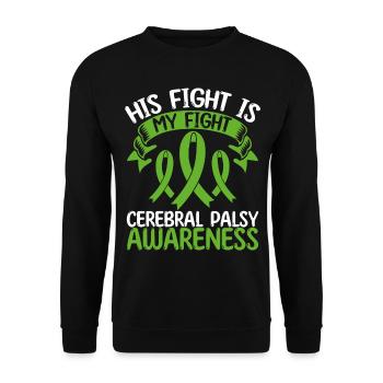 Mois du ruban de paralysie cérébrale Son combat est mon combat - Sweat-shirt Unisexe - noir - Devant - Alina (178cm) & Michal (187cm)