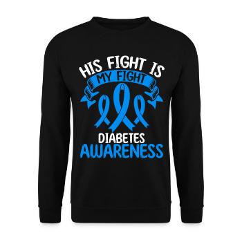 Diabetes Ribbon Month His Fight is my Fight - Unisex Pullover - Schwarz - Vorne - Alina (178cm) & Michal (187cm)