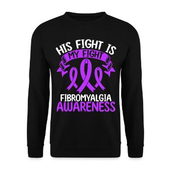 Fibromyalgia Ribbon Month His Fight is my Fight - Unisex Pullover - Schwarz - Vorne - Alina (178cm) & Michal (187cm)