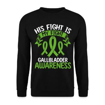 Gallbladder Ribbon Month His Fight is my Fight - Unisex Pullover - Schwarz - Vorne - Alina (178cm) & Michal (187cm)