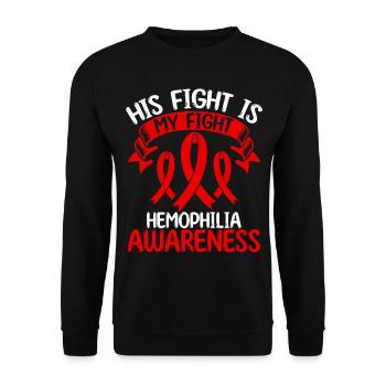 Mois du ruban de l’hémophilie Son combat est mon combat - Sweat-shirt Unisexe - noir - Devant - Alina (178cm) & Michal (187cm)