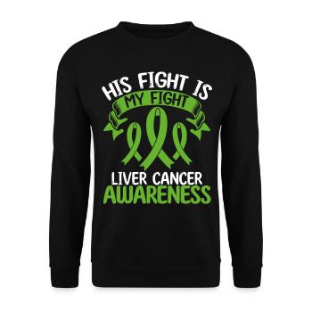 Liver Cancer Ribbon Month His Fight is my Fight - Unisex Sweatshirt - black - Front - Alina (178cm) & Michal (187cm)