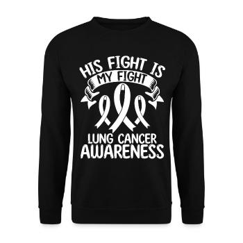 Lung Cancer Ribbon Month His Fight is my Fight - Unisex Pullover - Schwarz - Vorne - Alina (178cm) & Michal (187cm)