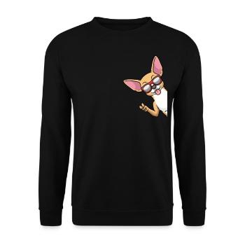 Chiweenie chien avec des lunettes de soleil de côté - Sweat-shirt Unisexe - noir - Devant - Alina (178cm) & Michal (187cm)