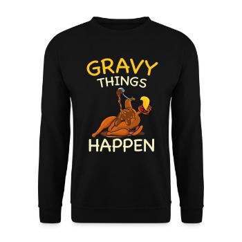 Thanksgiving Gravy Les choses arrivent Thanksgiving - Sweat-shirt Unisexe - noir - Devant - Alina (178cm) & Michal (187cm)