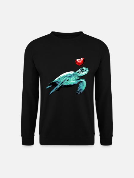 Schildkröte mit Herz Ozean Meer Naturschutz Herz - Unisex Pullover - Schwarz