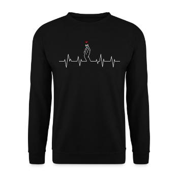 K-pop K-drama Heartbeat Claping Finger Heart - Sweat-shirt Unisexe - noir - Devant - Alina (178cm) & Michal (187cm)
