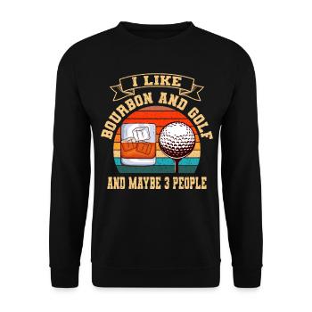 J’aime le bourbon et le golf et peut-être le whisky à 3 personnes - Sweat-shirt Unisexe - noir - Devant - Alina (178cm) & Michal (187cm)
