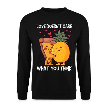 L’amour ne se soucie pas de ce que vous pensez Pizza Hawaii - Sweat-shirt Unisexe - noir - Devant - Alina (178cm) & Michal (187cm)
