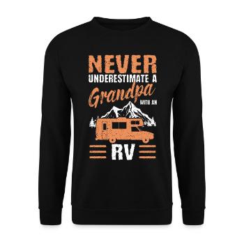 Never underestimate a grandpa with an RV - Unisex Sweatshirt - black - Front - Alina (178cm) & Michal (187cm)