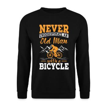 Ne sous-estimez jamais le vieil homme avec un vélo de vélo - Sweat-shirt Unisexe - noir - Devant - Alina (178cm) & Michal (187cm)
