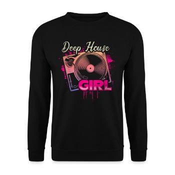 Deep House Musik Girl Disc Jockey - Unisex Pullover - Schwarz - Vorne - Alina (178cm) & Michal (187cm)