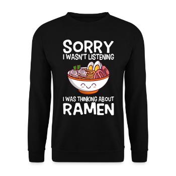Kawaii Anime Japonais Coréen Ramen Noodle Soup - Sweat-shirt Unisexe - noir - Devant - Alina (178cm) & Michal (187cm)