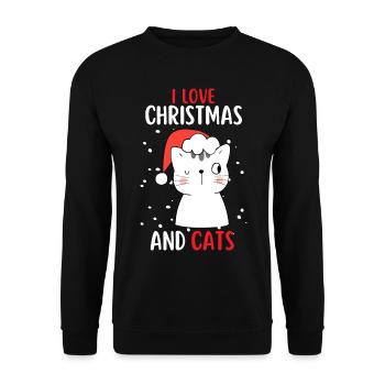 J’aime Noël et Chats Chat Noël - Sweat-shirt Unisexe - noir - Devant - Alina (178cm) & Michal (187cm)