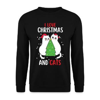I Love Christmas and Cats Cat Christmas - Unisex Sweatshirt - black - Front - Alina (178cm) & Michal (187cm)