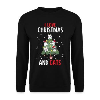 I Love Christmas and Cats Cat Christmas - Unisex Sweatshirt - black - Front - Alina (178cm) & Michal (187cm)