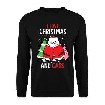 J’aime Noël et Chats Chat Noël - Sweat-shirt Unisexe - noir - Devant - Alina (178cm) & Michal (187cm)