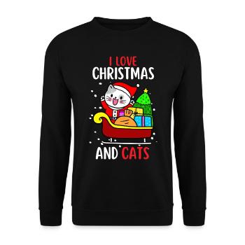 J’aime Noël et Chats Chat Noël - Sweat-shirt Unisexe - noir - Devant - Alina (178cm) & Michal (187cm)