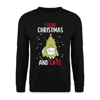 I Love Christmas and Cats Cat Christmas - Unisex Sweatshirt - black - Front - Alina (178cm) & Michal (187cm)