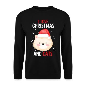 I Love Christmas and Cats Cat Christmas - Unisex Sweatshirt - black - Front - Alina (178cm) & Michal (187cm)