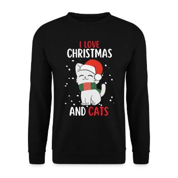 I Love Christmas and Cats Cat Christmas - Unisex Sweatshirt - black - Front - Alina (178cm) & Michal (187cm)