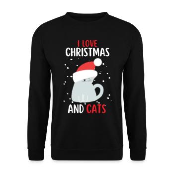 I Love Christmas and Cats Cat Christmas - Unisex Sweatshirt - black - Front - Alina (178cm) & Michal (187cm)