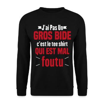 J'ai Pas Un Gros Bide Humour Cadeau - Sweat-shirt Unisexe - noir - Devant - Alina (178cm) & Michal (187cm)
