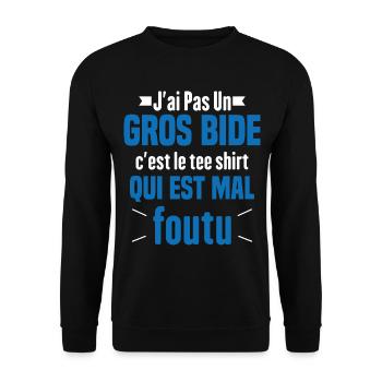 J'ai Pas Un Gros Bide Humour Cadeau - Sweat-shirt Unisexe - noir - Devant - Alina (178cm) & Michal (187cm)