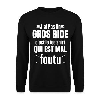 J'ai Pas Un Gros Bide Humour Cadeau - Sweat-shirt Unisexe - noir - Devant - Alina (178cm) & Michal (187cm)