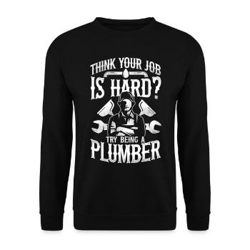 Plombier Plombier Vintage Pensez - Sweat-shirt Unisexe - noir - Devant - Alina (178cm) & Michal (187cm)
