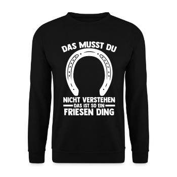 Pferd Reitsport Reiten Pferdesport Friese - Unisex Pullover - Schwarz - Vorne - Alina (178cm) & Michal (187cm)