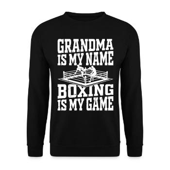Boxer grand-mère est mon nom La boxe est mon jeu - Boxi - Sweat-shirt Unisexe - noir - Devant - Alina (178cm) & Michal (187cm)