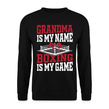 Boxer grand-mère est mon nom La boxe est mon jeu - Boxi - Sweat-shirt Unisexe - noir - Devant - Alina (178cm) & Michal (187cm)