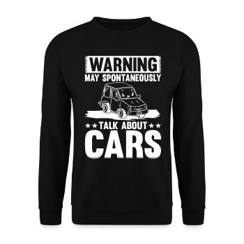 Car Lover - Warning May Spontaneously Talk About C - Unisex Pullover - Schwarz - Vorne - Alina (178cm) & Michal (187cm)