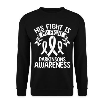 Parkinsons Ribbon Month His Fight is my Fight - Unisex Sweatshirt - black - Front - Alina (178cm) & Michal (187cm)